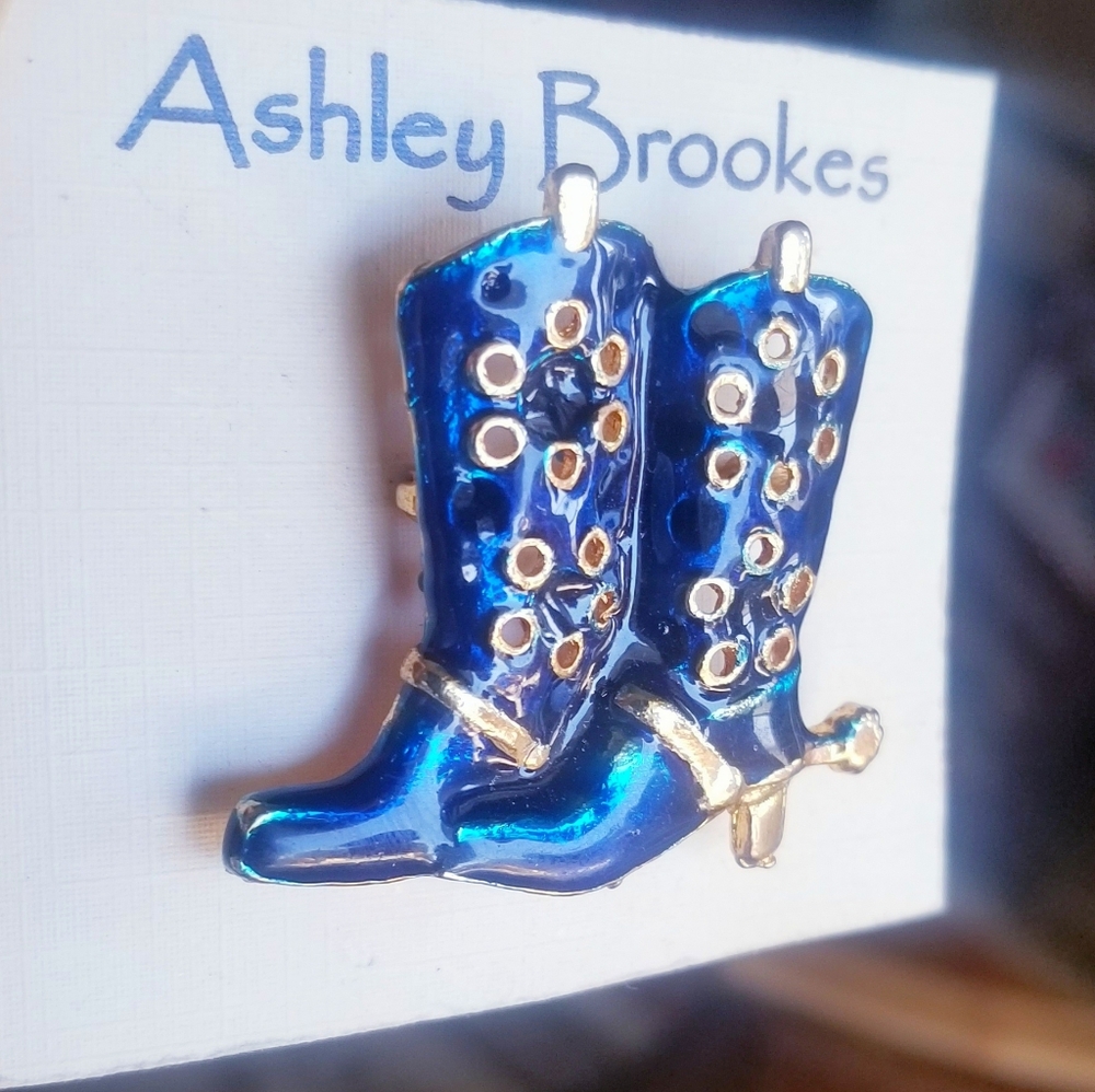 Cowgirl Brooch Pin Cowboy Boots Line Dancer Jewelry